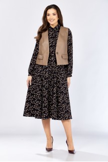 Милора-стиль 1380/1 черный + капучино (цветы)