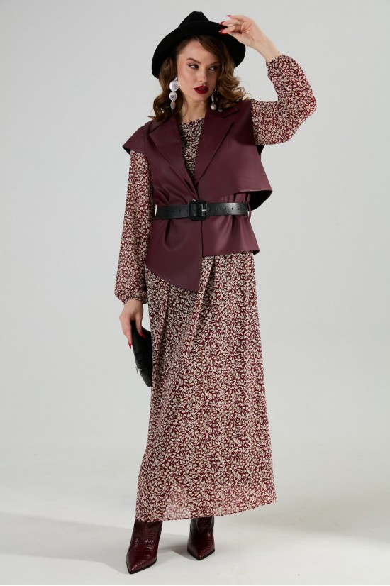 NIKVA 1020-3 листочки бургунди и бордо