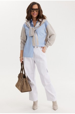 Магия моды 2693 бежевый+ голубая полоска, белый