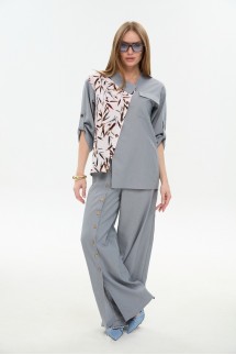 NIKVA 978-3 серый и листья мультиколор