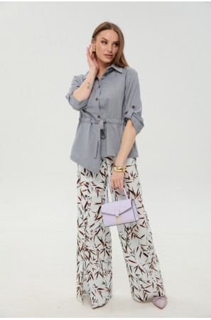 NIKVA 981-8 серый и листья мультиколор NIKVA 981-8 серый и листья мультиколор