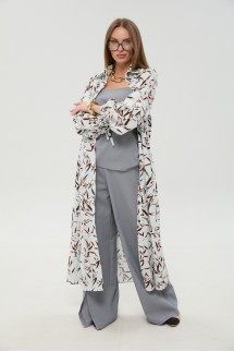 NIKVA 976-17 серый и листья мультиколор